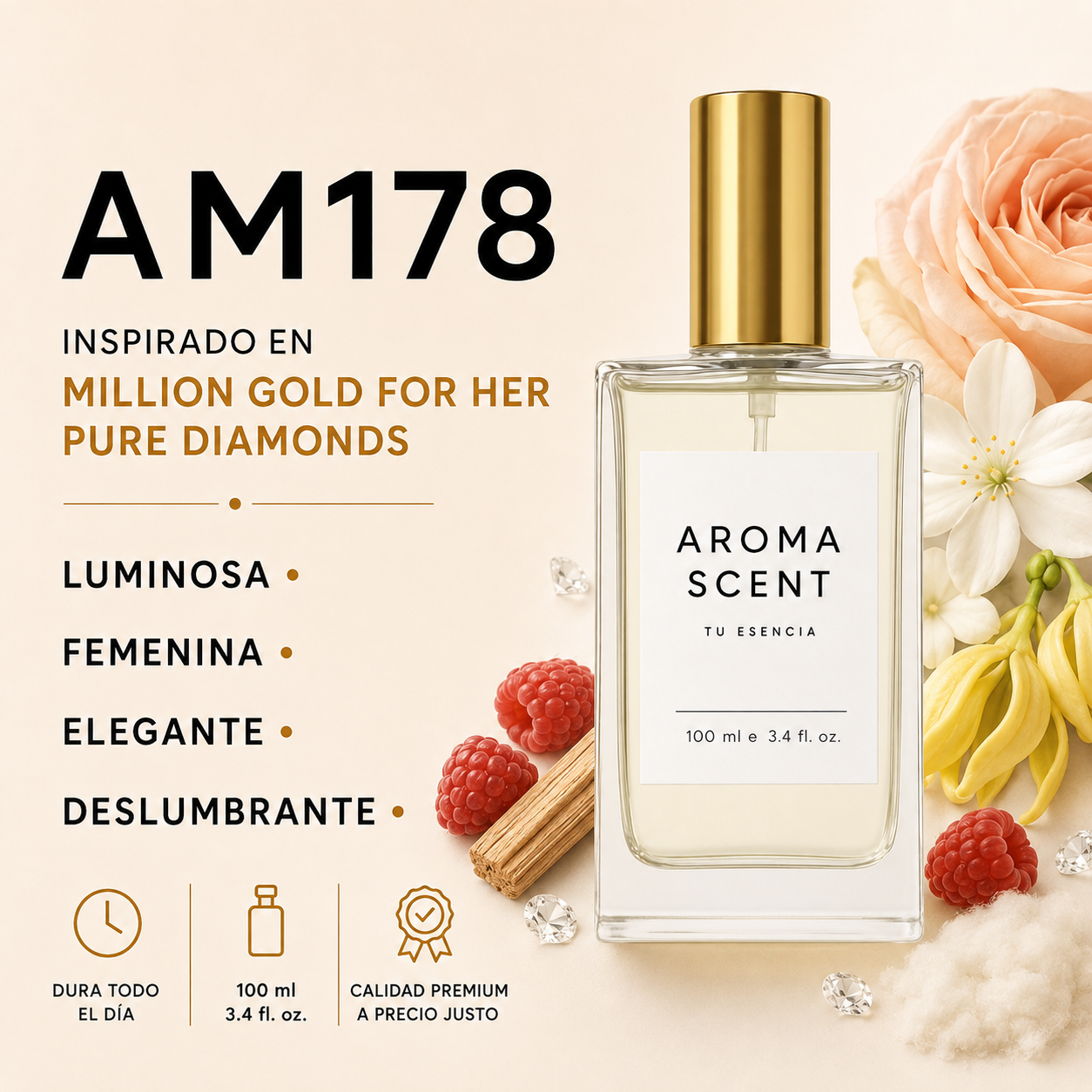AM178- INSPIRADO EN MILLION GOLD FOR HER PURE DIAMONDS DE RABANNE - MUJER